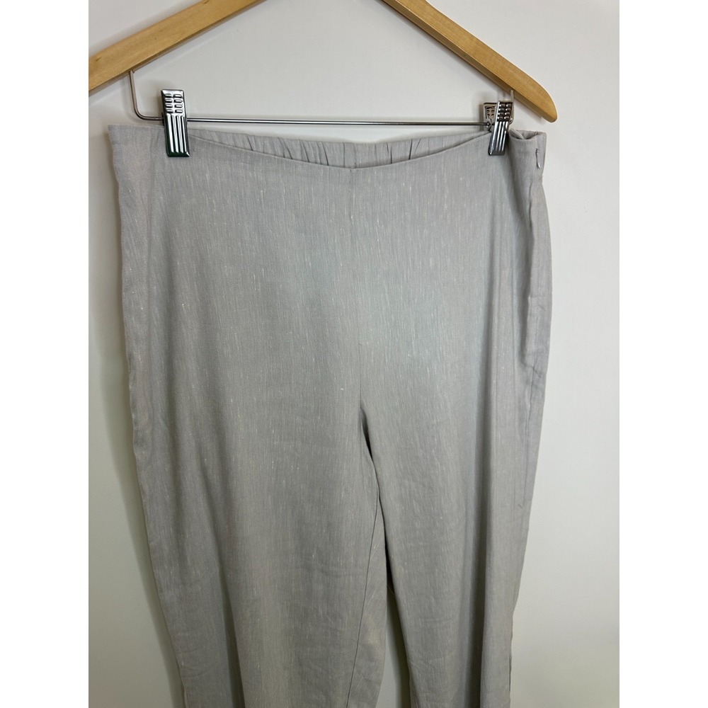 New J. Jill Button Hem Ankle Pants Zinc White Gray Linen Blend Stretch Medium - Picture 4 of 16